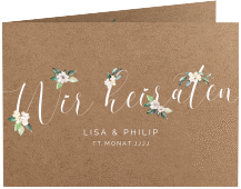 Klick: Details zu Hochzeitseinladung "Inlove" anzeigen Hochzeitseinladung Inlove A6 Klappkarte quer kraftpapier