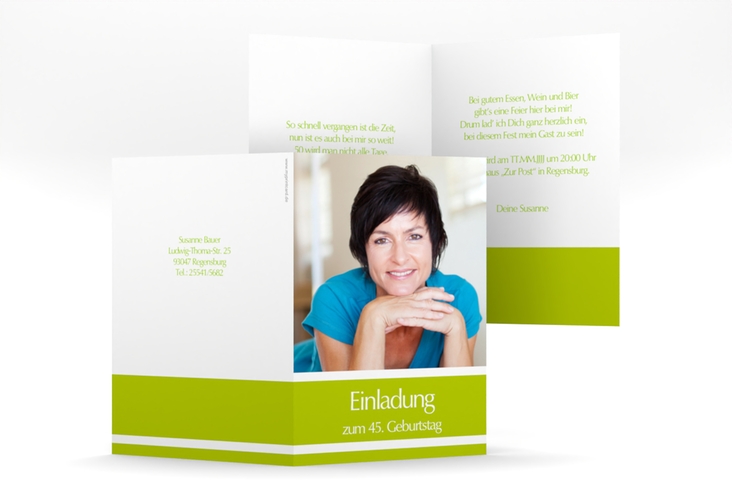 Einladung Geburtstag Gerd/Gerda A6 Klappkarte hoch mit Foto