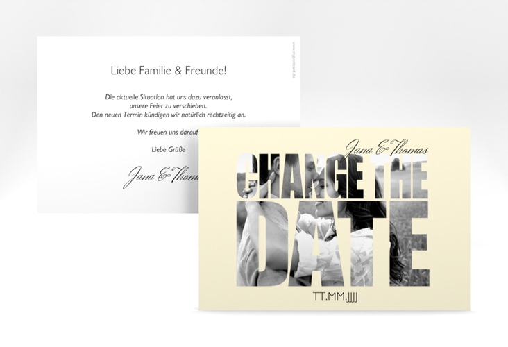 Change the Date-Karte Hochzeit Letters A6 Karte quer beige