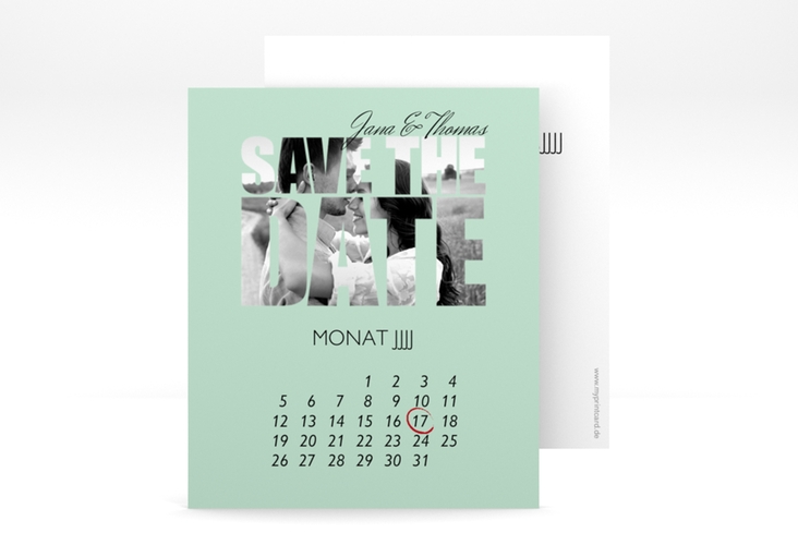 Save the Date-Kalenderblatt Letters Kalenderblatt-Karte mint hochglanz