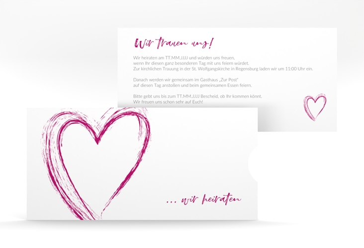 Hochzeitseinladung Liebe Einsteckkarte pink hochglanz
