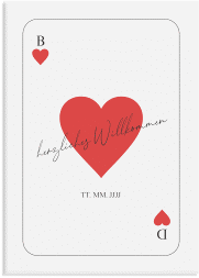 Willkommensschild Leinwand Kartenspiel 50 x 70 cm Leinwand weiss im Herz-Ass-Design eines Kartenspiels