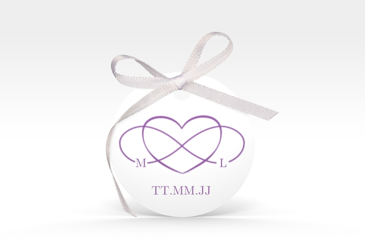 Geschenkanhänger Hochzeit Infinity Geschenkanhänger, rund lila hochglanz