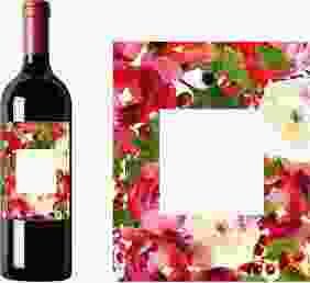 Weinflaschenetikett Hochzeit Blumenpracht Etikett Weinflasche 4er Set weiss