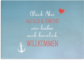 Klick: Details zu Willkommensschild Leinwand "Ehehafen" anzeigen Willkommensschild Leinwand "Ehehafen" 70 x 50 cm Leinwand blau