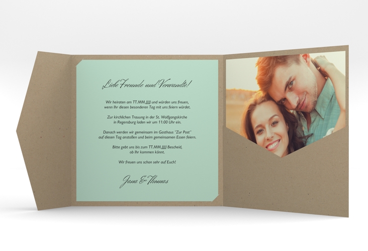 Hochzeitseinladung Letters Pocketfold mint hochglanz