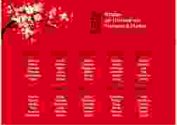 Sitzplan Poster Hochzeit Sakura 70 x 50 cm Poster rot