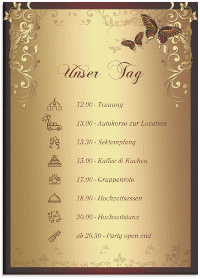Klick: Details zu Tagesablauf Leinwand Hochzeit "Toulouse" anzeigen Tagesablauf Leinwand Hochzeit "Toulouse" 50 x 70 cm Leinwand rot