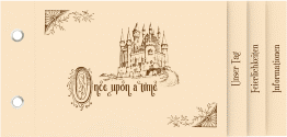Klick: Details zu Hochzeitseinladung "Storybook" anzeigen Hochzeitseinladung Storybook Booklet beige mit Märchenschloss