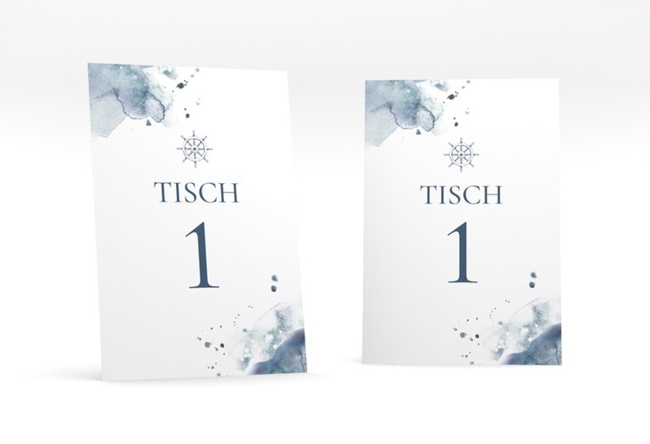 Tischnummer Hochzeit Steuerrad Tischaufsteller blau in maritimen Blautönen