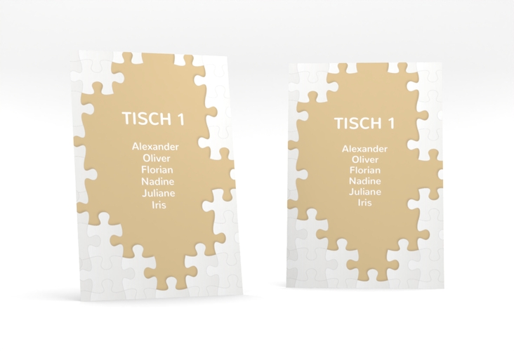 Tischaufsteller Hochzeit Puzzle Tischaufsteller beige
