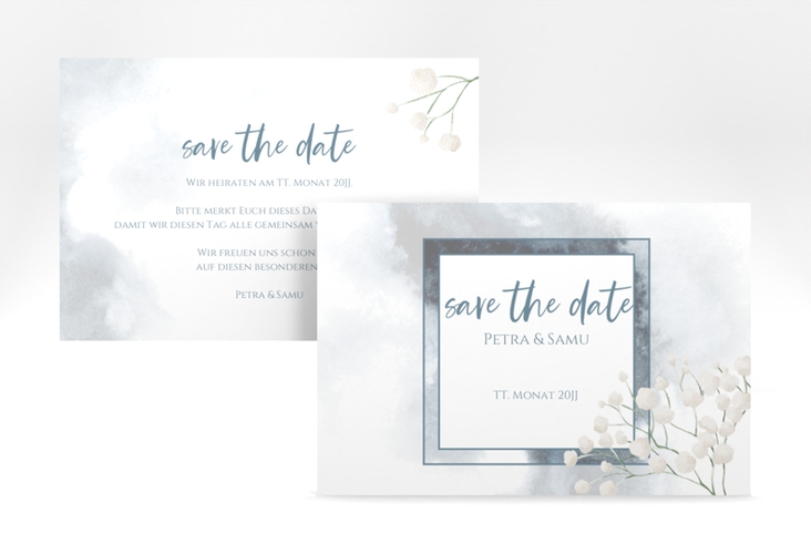 Save the Date-Karte Winter A6 Karte quer mit Schleierkraut