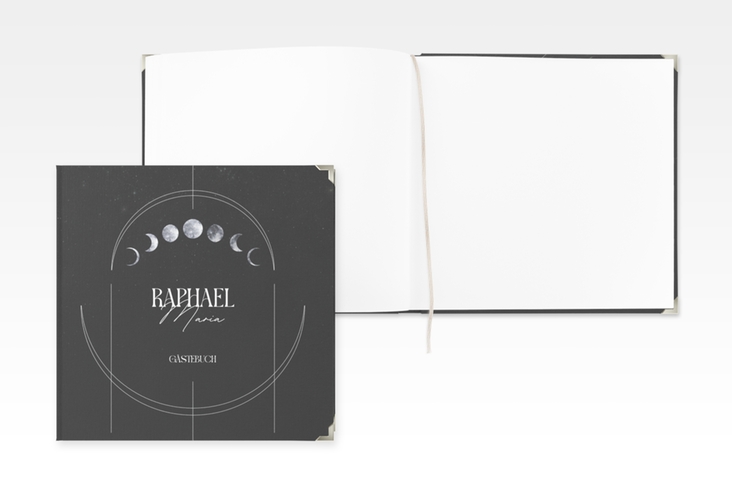 Gästebuch Selection Hochzeit Mondphase Leinen-Hardcover schwarz