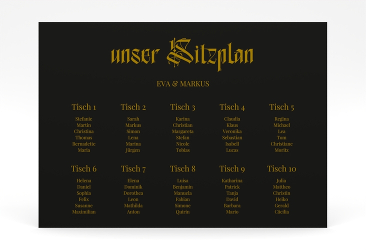 Sitzplan Poster Hochzeit Wednesday 70 x 50 cm Poster