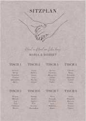 Sitzplan Poster Hochzeit Hands 50 x 70 cm Poster Kraftpapier mit sich haltenden Händen im Monoline-Stil