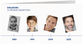 Einladung 40. Geburtstag Timeline lange Klappkarte quer weiss