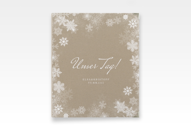 Hochzeitsalbum Snowfall 21 x 25 cm mit Schneeflocken für Winterhochzeit