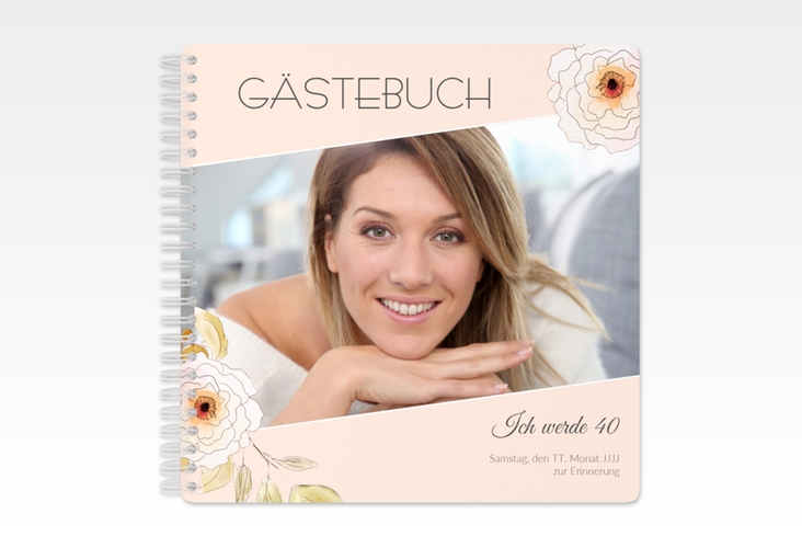 Gästebuch Geburtstag "Fleur" Ringbindung rosa