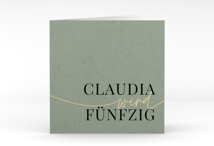 Einladung 50. Geburtstag Einfach quadr. Klappkarte