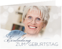 Einladung 70. Geburtstag Luminous A6 Klappkarte quer blau