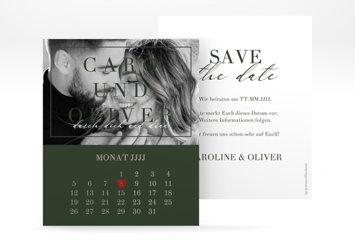 Save the Date-Kalenderblatt Moment Kalenderblatt-Karte gruen