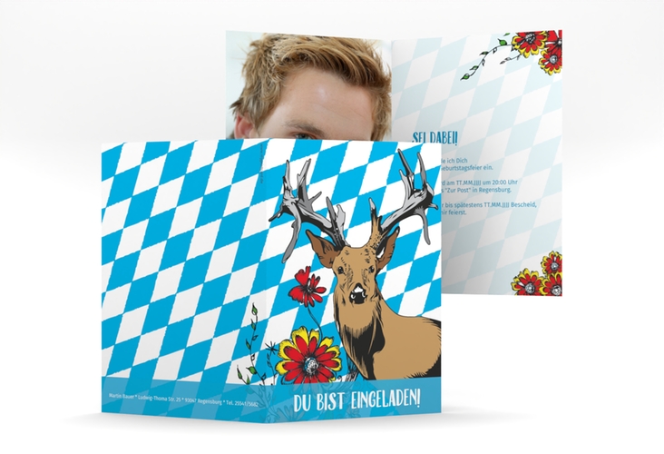 Einladung Geburtstag Platzhirsch A6 Klappkarte hoch
