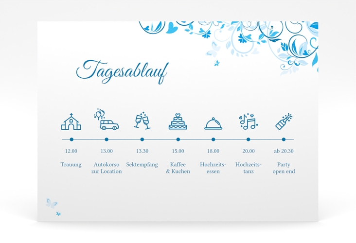 Tagesablauf Poster Hochzeit Lilly 70 x 50 cm Poster blau