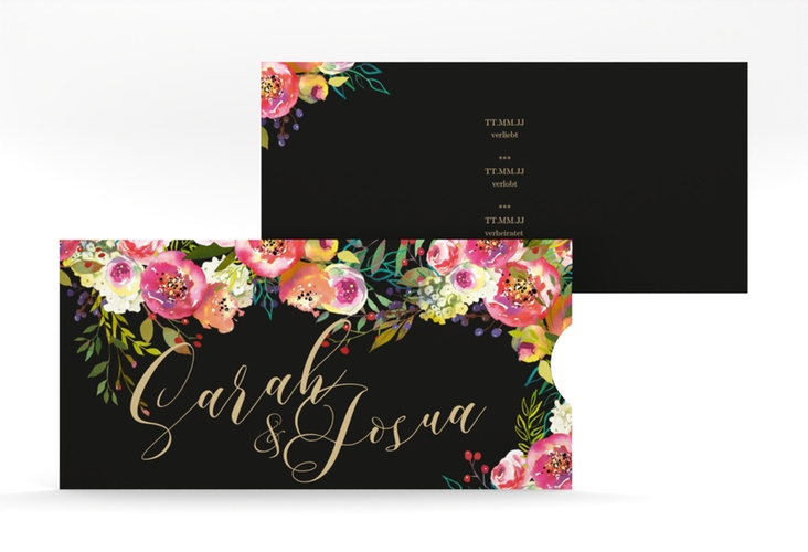Hochzeitseinladung Flowerbomb Einsteckkarte schwarz