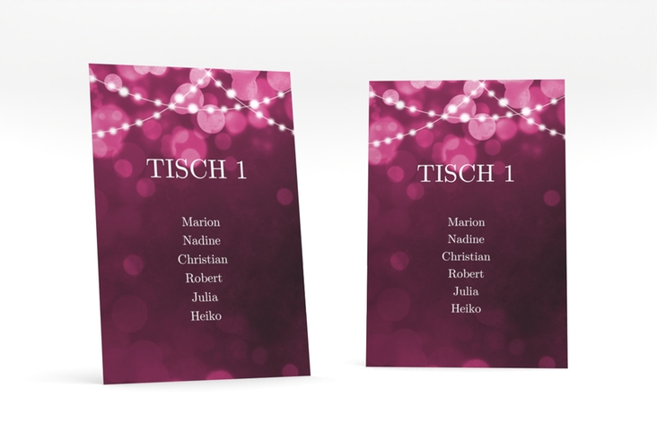 Tischaufsteller Hochzeit Lichtspiel Tischaufsteller pink