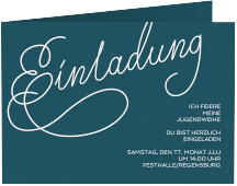 Einladungskarte Jugendweihe Swinging A6 Klappkarte quer blau