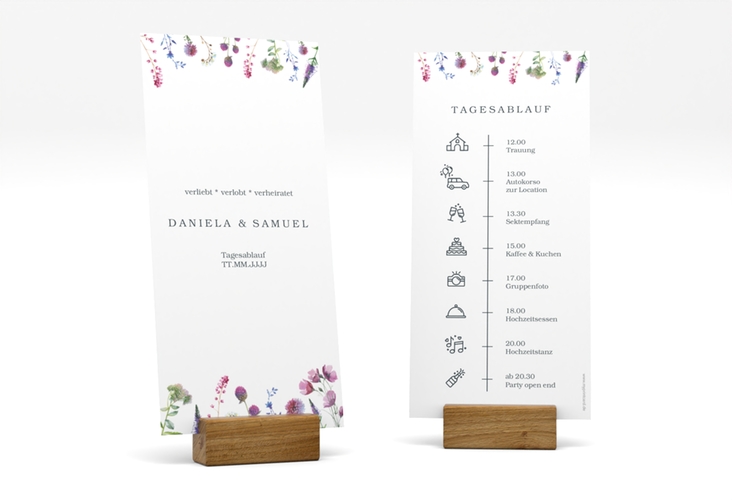 Tagesablauf Hochzeit Wildblumen lange Karte hoch