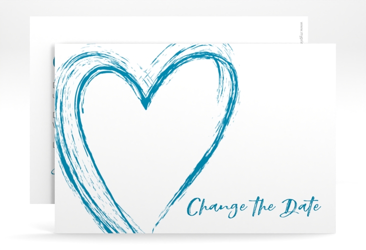 Change the Date-Karte Liebe A6 Karte quer tuerkis