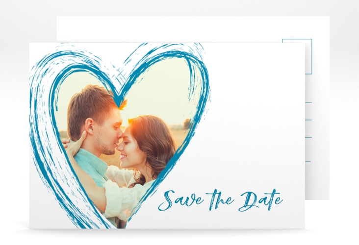 Save the Date-Postkarte Liebe A6 Postkarte tuerkis hochglanz