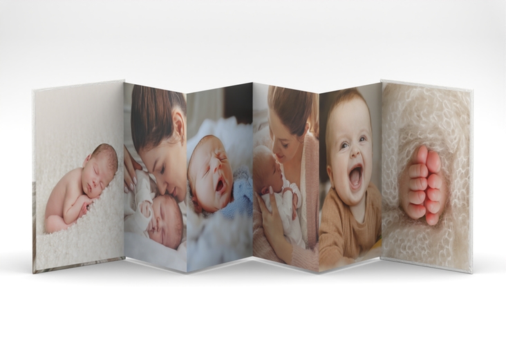 Foto-Leporello Baby First Day Leporello weiss mit Foto und großem Geburtsdatum