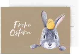 Osterkarte Osterhase A6 Postkarte Kraftpapier