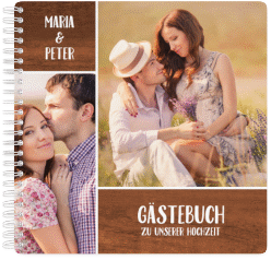 Klick: Details zu Gästebuch Hochzeit "Landliebe" anzeigen Gästebuch Hochzeit "Landliebe" Ringbindung braun