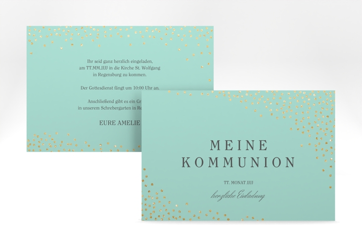 Einladung Kommunion Glanzvoll A6 Karte quer mint
