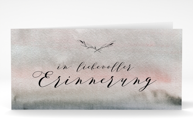 Trauerkarte Horizont lange Klappkarte quer grau in Aquarell-Optik