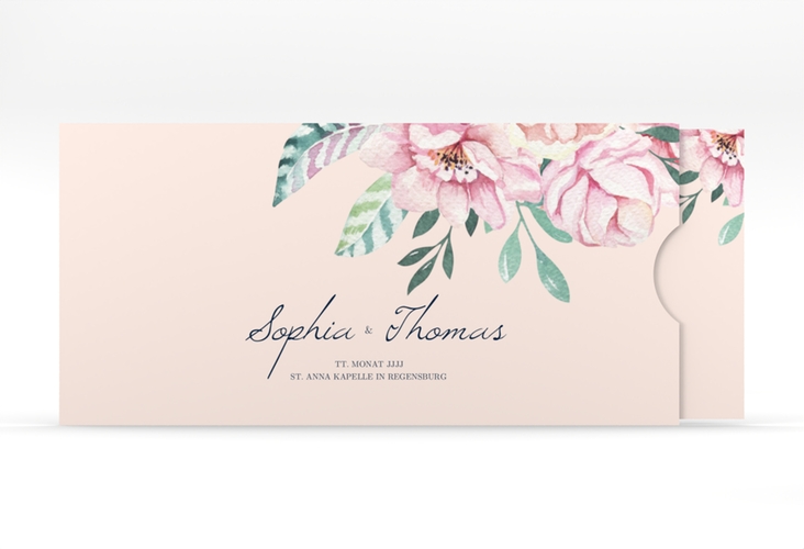 Hochzeitseinladung Blooming Einsteckkarte rosa