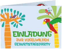 Bastel-Einladung Kindergeburtstag Papagei A6 Klappkarte quer bunt
