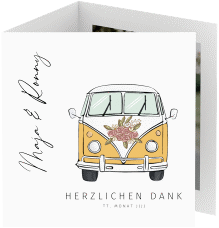 Dankeskarte Hochzeit "Hochzeitsbulli"