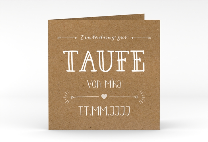 Taufeinladung Lettering quadr. Klappkarte Kraftpapier