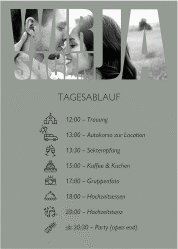 Tagesablauf Poster Hochzeit Letters 50 x 70 cm Poster gruen