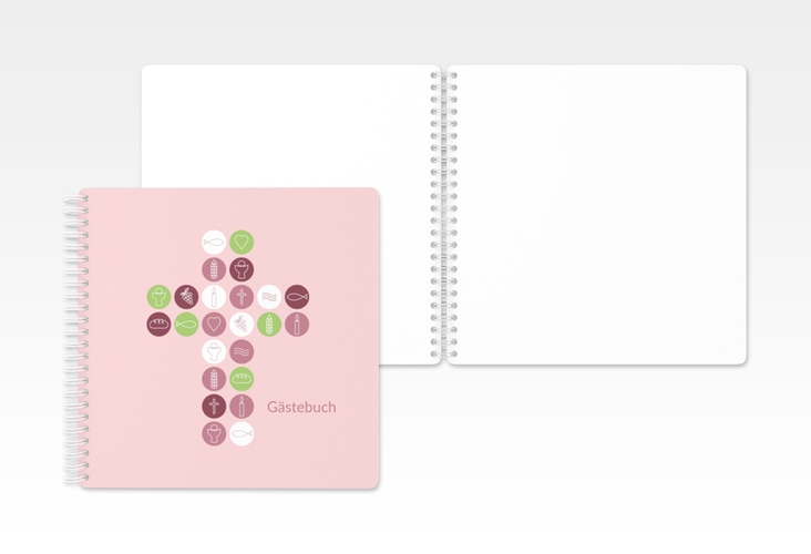 Gästebuch Konfirmation Gemeinschaft Ringbindung rosa