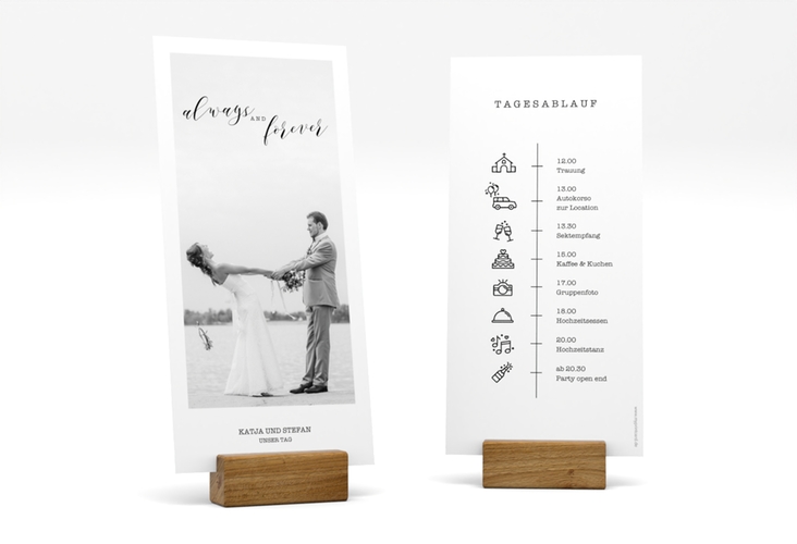 Tagesablauf Hochzeit Photoframe lange Karte hoch