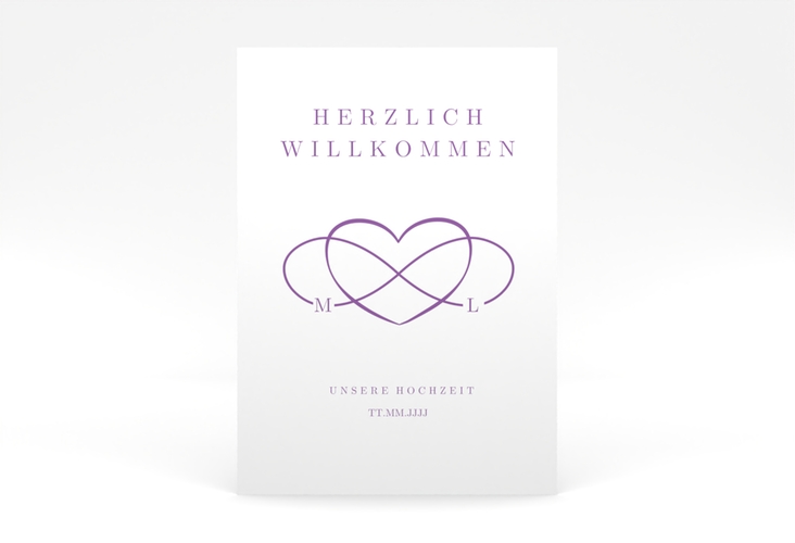 Willkommensschild Poster Infinity 50 x 70 cm Leinwand lila