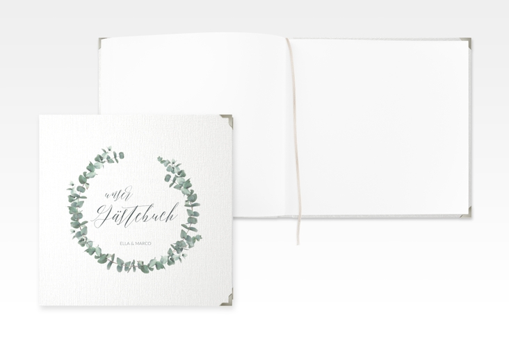 Gästebuch Selection Hochzeit Silverleaf Leinen-Hardcover mit Eukalyptus-Zweig