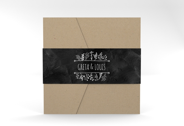 Hochzeitseinladung Chalk Pocketfold schwarz