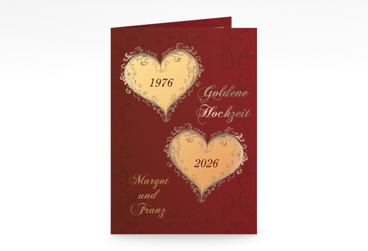 Menükarte Hochzeit Goldene Hochzeit A5 Klappkarte hoch rot