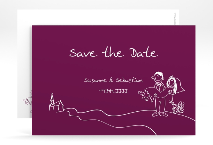 Save the Date-Karte Hochzeit Pisa A6 Karte quer pink hochglanz